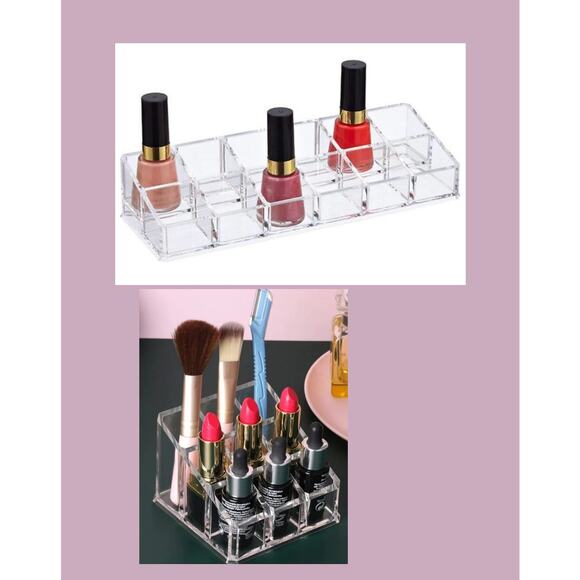 Container Store Makeup Organizers - Clear Acrylic Nail Polish & Lipstick Holder - Picture 1 of 8